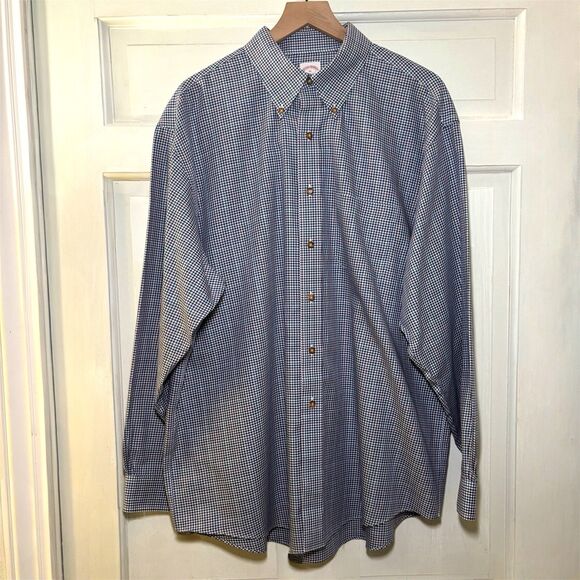 Brooks Brothers 346 Men's XL Blue Red Gingham Long Sleeve Button Down Shirt - Picture 3 of 5